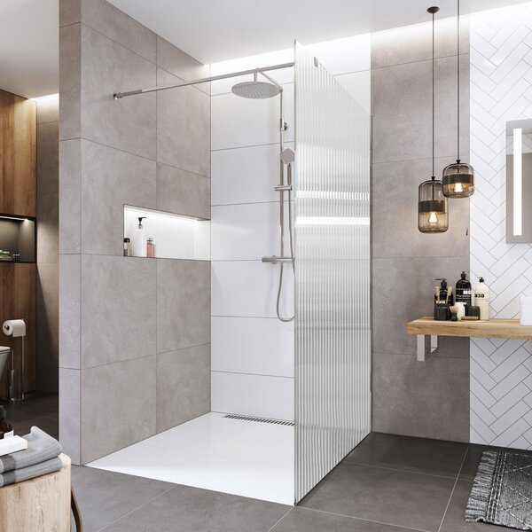 Mereo Mereo, Sprchová stěna WALK IN, Novea, chrom ALU, sklo Line, CK10600HL