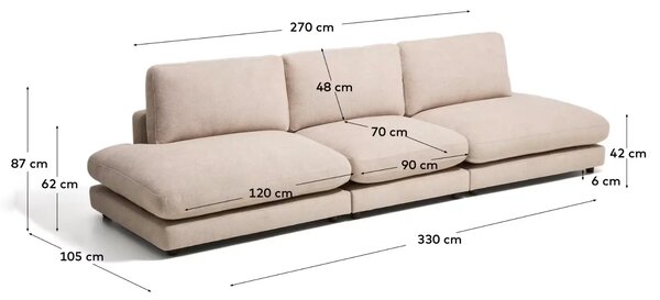 Kave Home Béžová čtyřmístná bouclé pohovka Gala 330 cm