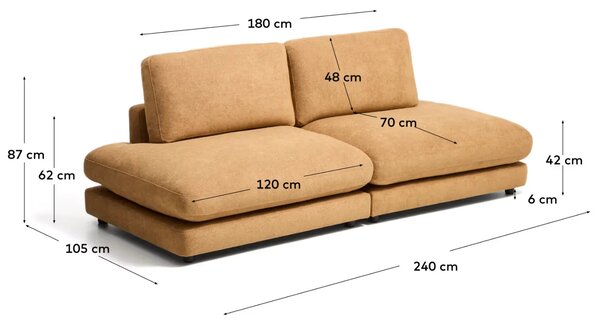 Kave Home Žlutá třímístná bouclé pohovka Gala 240 cm