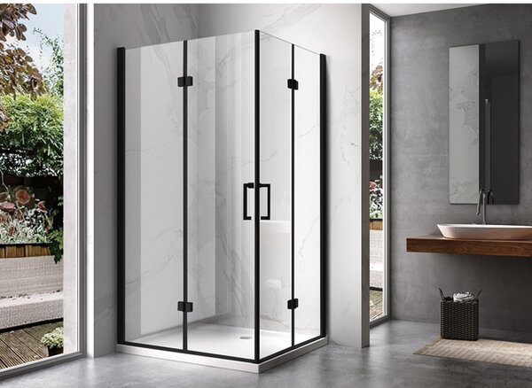 BPS-koupelny Obdélníkový sprchový kout HYD-OK13B-BL 110x90 černá/transparent - bez vaničky