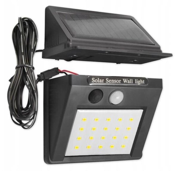 Illumaxx LED Solární nástěnné svítidlo se senzorem a externím panelem LED/0,55W/3,7V IP65 OS0014