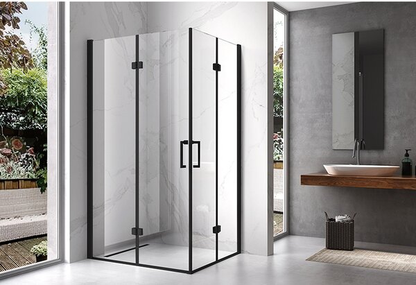 BPS-koupelny Obdélníkový sprchový kout HYD-OK13B-BL 110x90 černá/transparent - bez vaničky