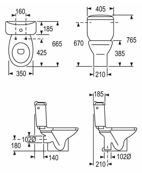 ROCA Victoria, WC mísa, spodní odpad, bílá lesklá, A342394000