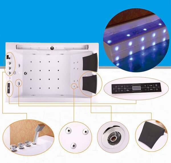 BPS-koupelny Hydromasážní vana HYD-FE606AH-P 180x120 PRAVÁ s ohřevem vody