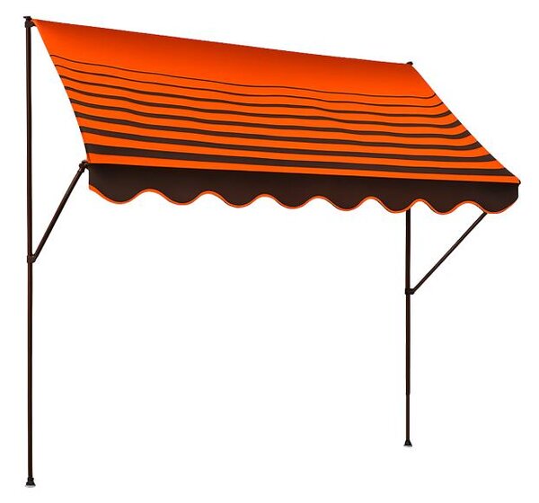 Upínací markýza Angerer (hnědá s oranžovými pruhy, šířka 200 cm) (100274400026)