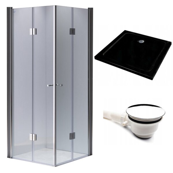 BPS-koupelny Čtvercový sprchový kout HYD-SK1290C 100x100 chrom/transparent + vanička HYD-SSV-ST06A černá