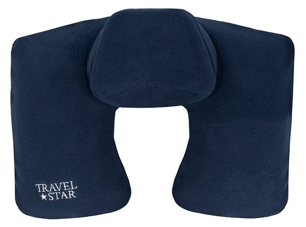 Travelstar nafukovací cestovní polštář s opěrkou hlavy - modrý