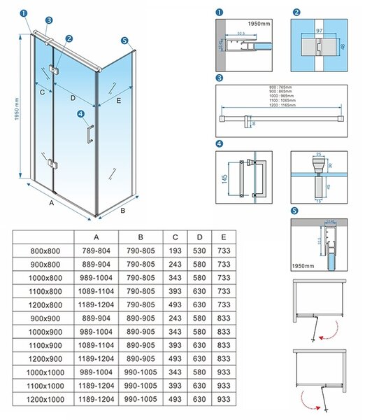 BPS-koupelny Obdélníkový sprchový kout HYD-OK03C 120x90 zlatý kartáčovaný/transparent - bez vaničky