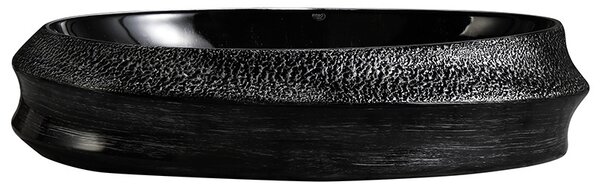 BPS-koupelny Keramické umyvadlo na desku HYD-SR-BL-SV-600 60x40 cm, černo / stříbrné