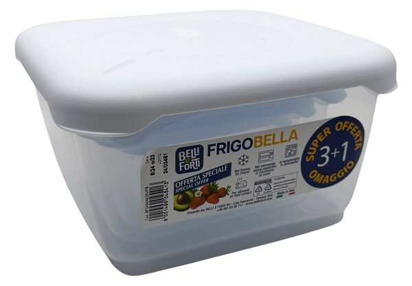 BELLI e FORTI s.r.l. Belli E Forti sada potravinových dóz FRIGOBELLA 3+1, čtvercové s víkem, plastové