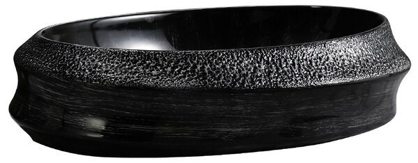 BPS-koupelny Keramické umyvadlo na desku HYD-SR-BL-SV-600 60x40 cm, černo / stříbrné
