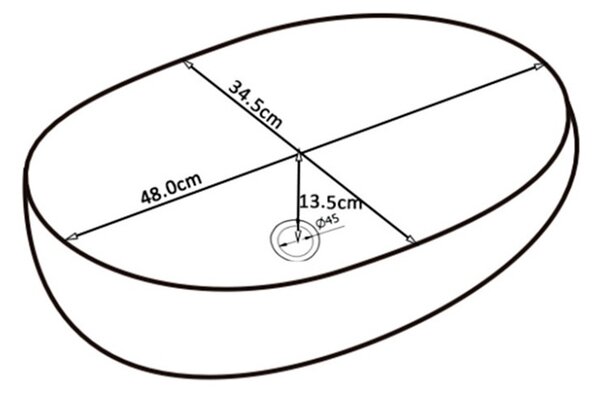 BPS-koupelny Keramické umyvadlo na desku HYD-NO-MAR2-480 48x34,5 cm, šedý mramor