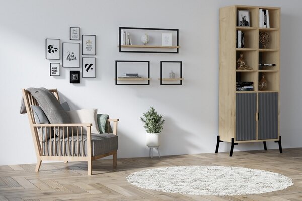 Hanah Home Sada 3 nástěnných polic Yeso černá/hnědá