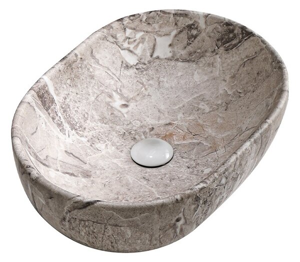 BPS-koupelny Keramické umyvadlo na desku HYD-NO-MAR2-480 48x34,5 cm, šedý mramor