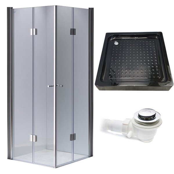 BPS-koupelny Čtvercový sprchový kout HYD-SK1290C 100x100 chrom/transparent + vanička HYD-SSV-SXL02C černá