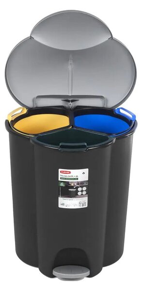Plastový odpadkový koš na tříděný odpad/pedálový 17+17+6 l Trio - Curver