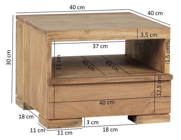 Noční stolek z masivního dřeva Mumbai