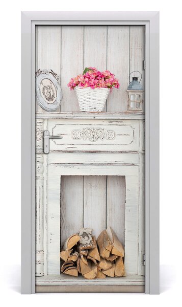 Fototapeta samolepící dveře dřevěný krb 75x205 cm