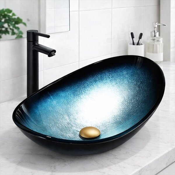 BPS-koupelny Keramické umyvadlo na desku HYD-LI-BU-BL-530 54x37 cm, modré lesk