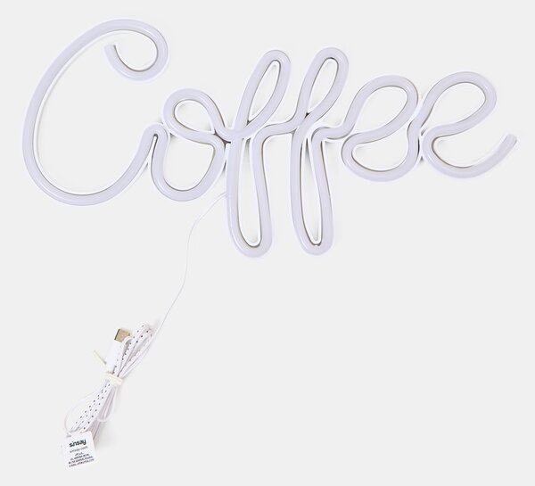 Sinsay - LED neonová lampa ve tvaru nápisu Coffee - bílá