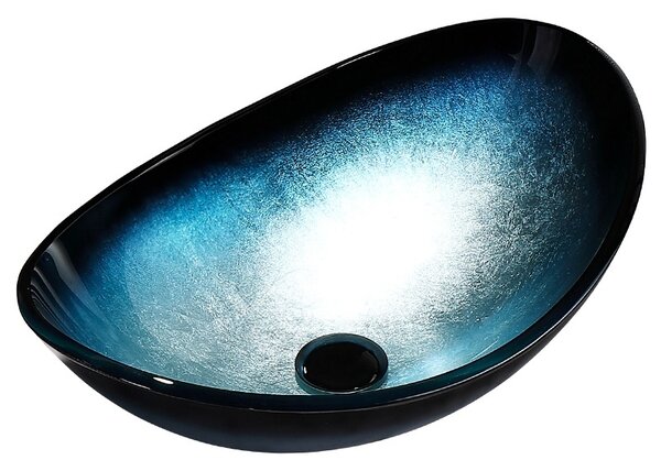 BPS-koupelny Keramické umyvadlo na desku HYD-LI-BU-BL-530 54x37 cm, modré lesk