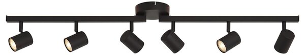 Moderní černé stropní bodové svítidlo se 6 světly GU10 50mm s podsvícením a 3-polohovým vypínačem - Back Up
