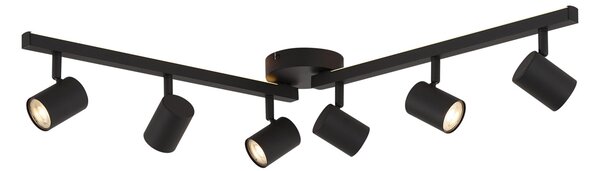 Moderní černé stropní bodové svítidlo se 6 světly GU10 50mm s podsvícením a 3-polohovým vypínačem - Back Up