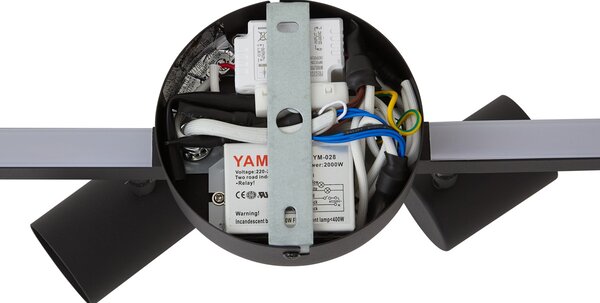 Moderní černé stropní bodové svítidlo se 6 světly GU10 50mm s podsvícením a 3-polohovým vypínačem - Back Up