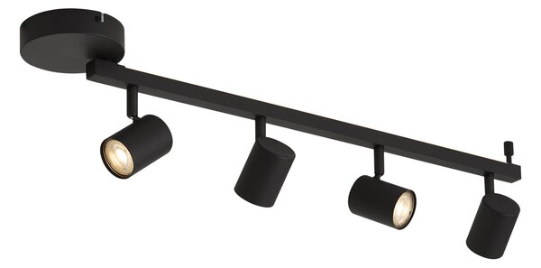 Moderní černé 4-světelné stropní bodové svítidlo GU10 50mm vč. podsvícení a 3-cestného vypínače - Back Up