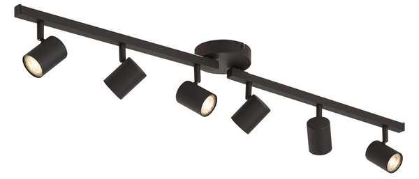 Moderní černé stropní bodové svítidlo se 6 světly GU10 50mm s podsvícením a 3-polohovým vypínačem - Back Up