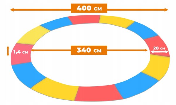 Univerzální kryt pružin trampolíny 400 cm 13 ft tříbarevný aGa