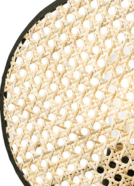 Rustikální stolní lampa černá s ratanem 25 cm - Kata