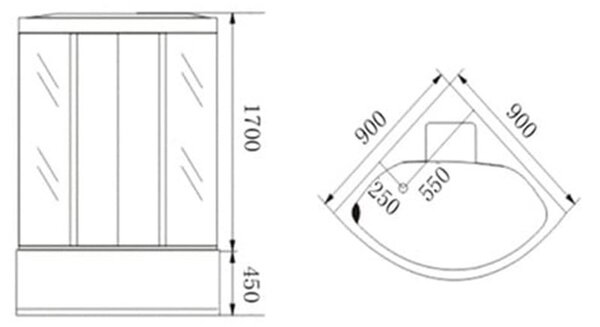 BPS-koupelny Hydromasážní box HYD-Nuoto 90 SA, 90x90 se saunou