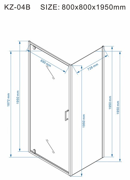 BPS-koupelny Čtvercový sprchový kout HYD-SK04B 80x80 chrom/transparent + vanička HYD-SSV-ST02A černá