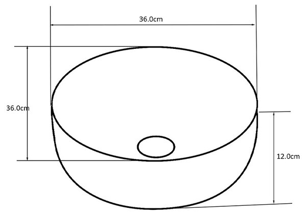 BPS-koupelny Keramické umyvadlo na desku HYD-LA-WH-360 ø36 cm, bílé