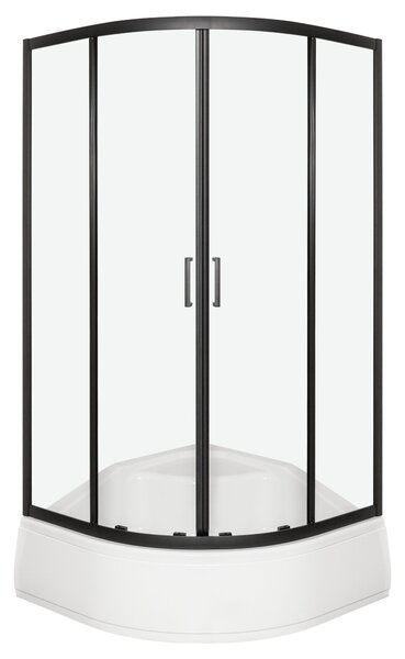 Novoterm Čtvrtkruhový sprchový kout NV-Aruba GL PS BL 80 SV, černá/transparent + vanička hluboká Klara