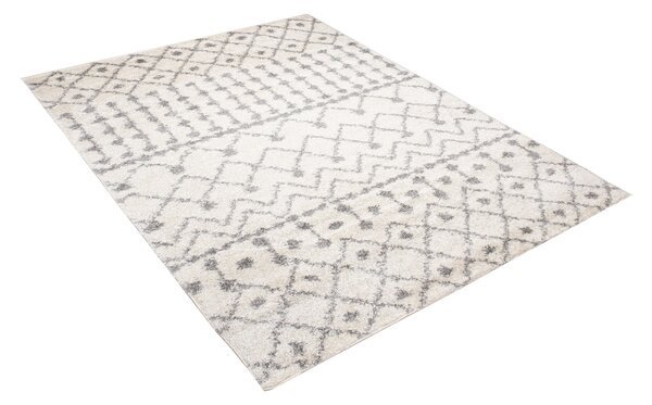 Makro Abra Kusový koberec Shaggy DELHI 4084B krémový šedý Rozměr: 60x100 cm