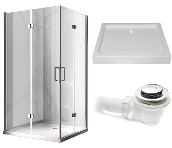BPS-koupelny Obdélníkový sprchový kout HYD-OK12B 100x80 chrom/transparent + vanička HYD-OSV-SXL03C bílá