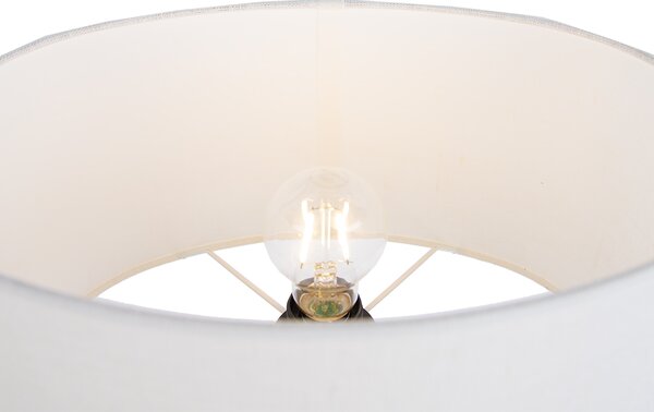 Stojací lampa béžová s oválným bílým lněným stínidlem 35 cm - Thijmen