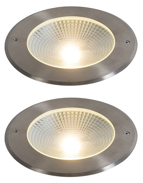 Sada 2 moderních zemních bodových svítidel ocel vč. LED 20W - Bridge