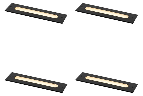 Sada 4 moderních zemních bodových světel černá 30 cm vč. LED IP65 - Eline