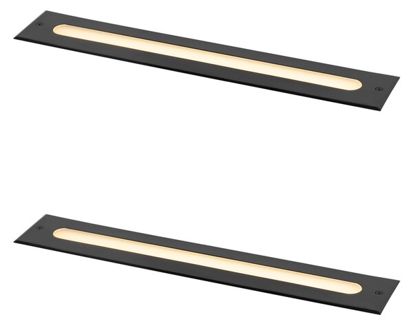 Sada 2 moderních zemních bodových světel černá 50 cm vč. LED IP65 - Eline