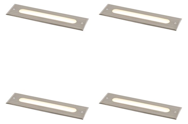 Sada 4 moderních zemních bodových světel ocel 30 cm vč. LED IP65 - Eline