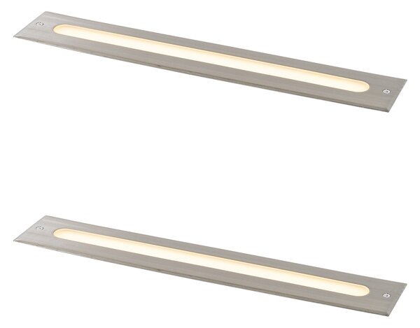 Sada 2 moderních zemních bodových svítidel ocel 50 cm vč. LED IP65 - Eline