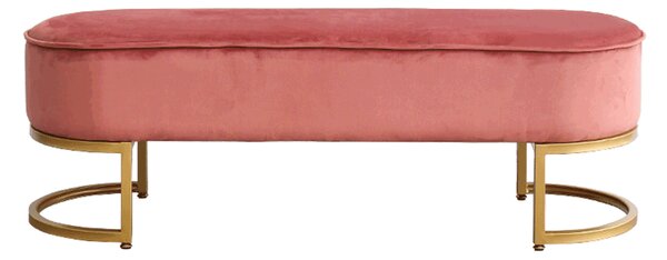 TEMPO Designová lavice, růžová Velvet látka / gold chrom-zlatý, MIRILA