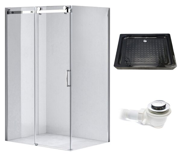 BPS-koupelny Obdélníkový sprchový kout HYD-OK203C 120x80 chrom/transparent + vanička HYD-OSV-SXL03E černá