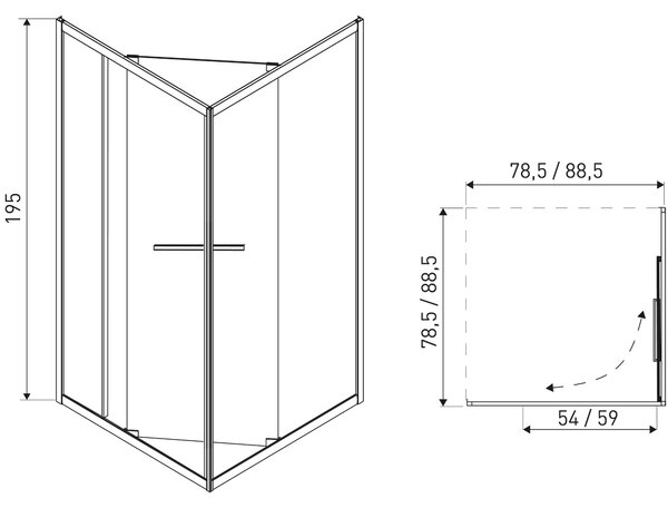 Novoterm Čtvercový sprchový kout NV-Heidi CHR SQ 80x80 chrom/transparent - bez vaničky