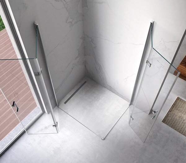 BPS-koupelny Obdélníkový sprchový kout HYD-OK12A 90x80 chrom/transparent + vanička HYD-OSV-ST03E černá