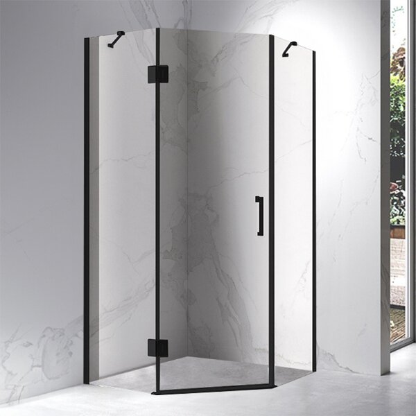 BPS-koupelny Pětiúhelníkový sprchový kout HYD-PK10B 90x90 černá/transparent - bez vaničky
