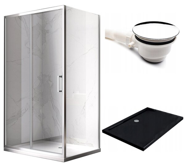 BPS-koupelny Obdélníkový sprchový kout HYD-OK103A 100x80 chrom/transparent + vanička HYD-OSV-ST03A černá